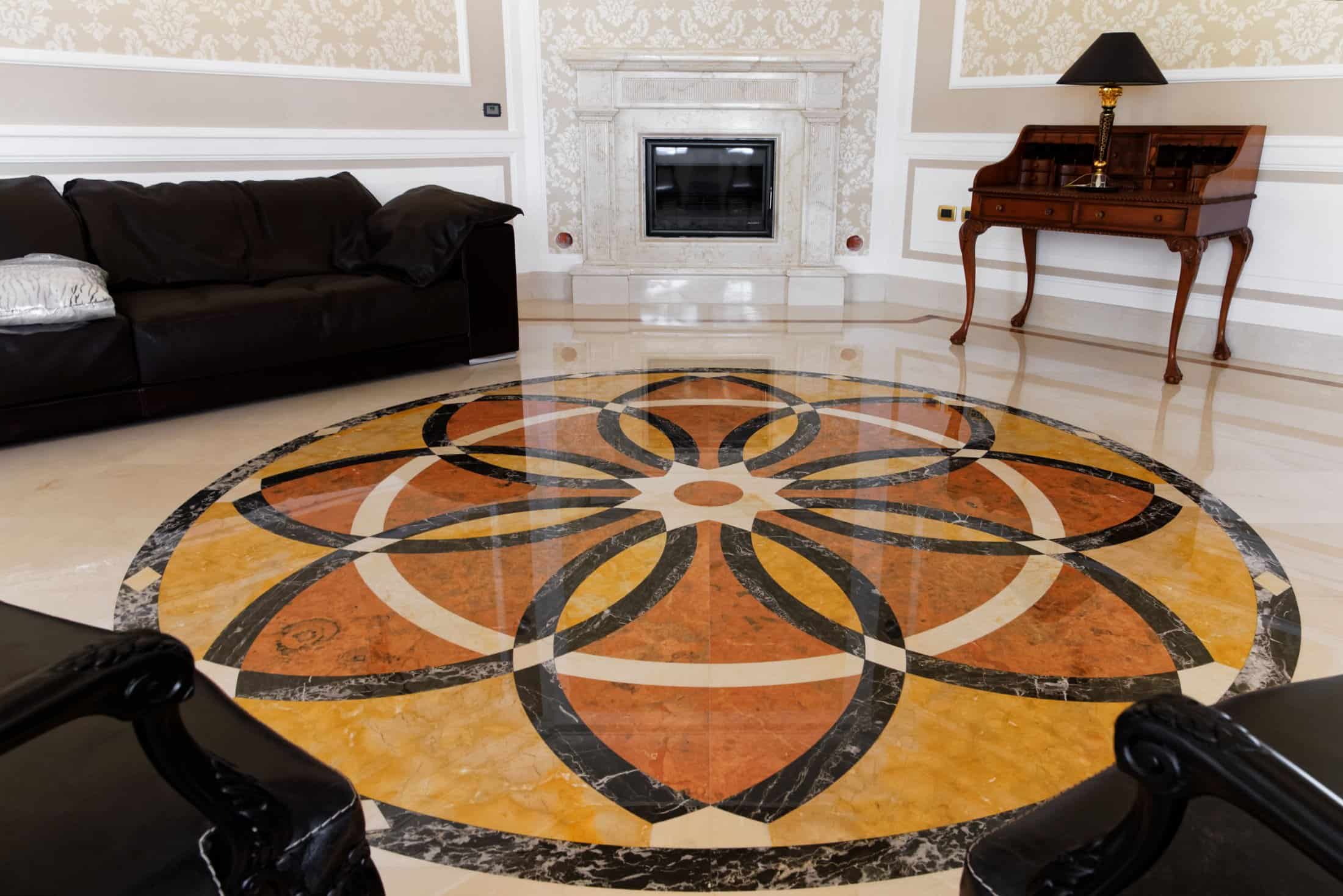 villa floor marble inlay carpet ivory 1