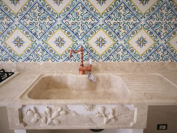 makari marble sink tiles fiction caltagirone frontal tiles