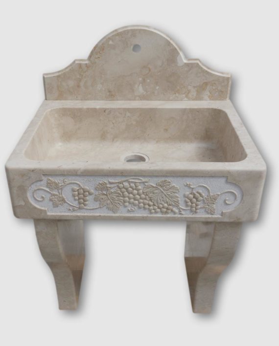 outdoor stone sink with base and wall tap 1