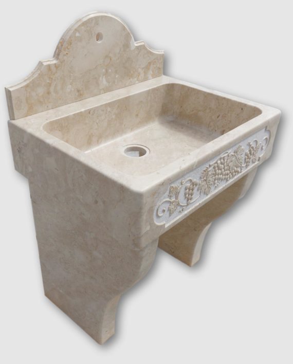 outdoor stone sink with base and wall tap 2