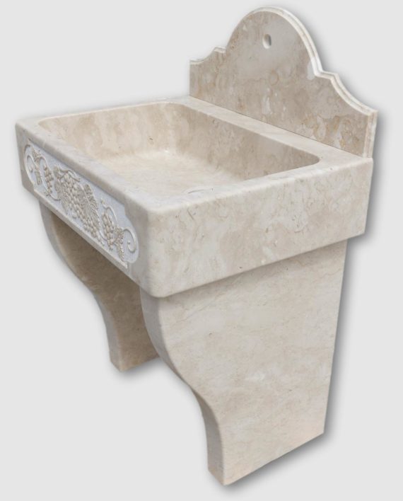 outdoor stone sink with base and wall tap 3