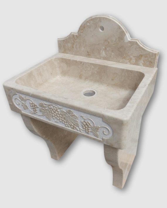 outdoor stone sink with base and wall tap 4