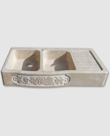 Trilogy sink in cappuccino marble two basins and drip pan