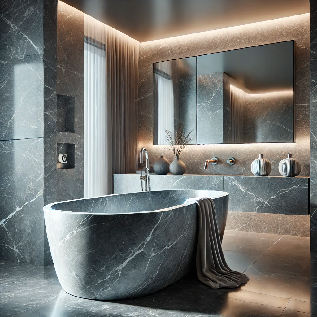 vasca da bagno in marmo grigio